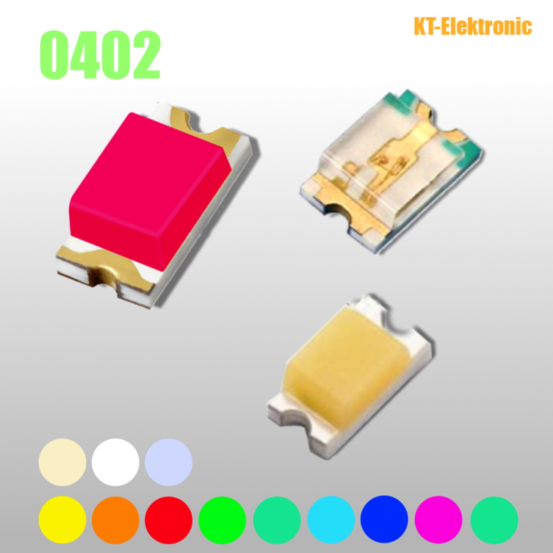 10 Stück SMD LED Bauform 0402, verschiedene Farben