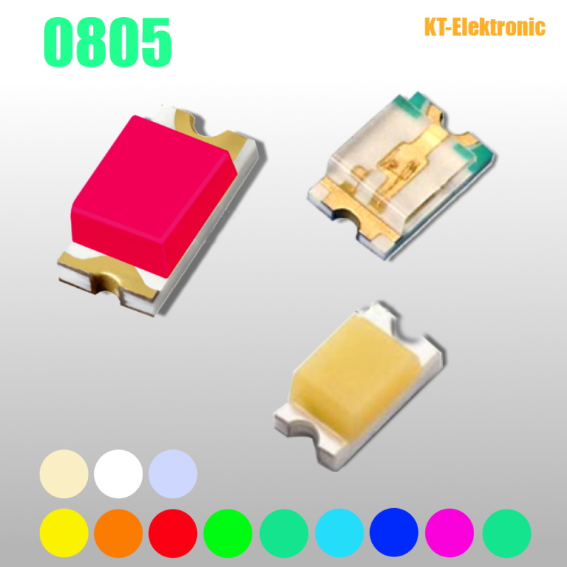 10 Stück SMD LED Bauform 0805, verschiedene Farben