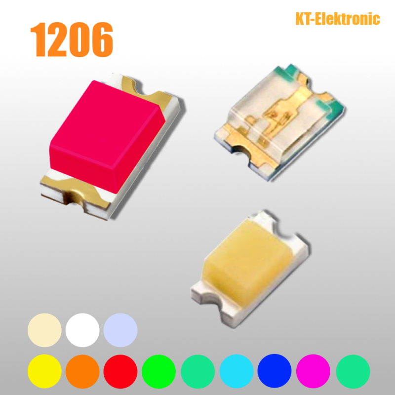 10 Stück SMD LED Bauform 1206, verschiedene Farben