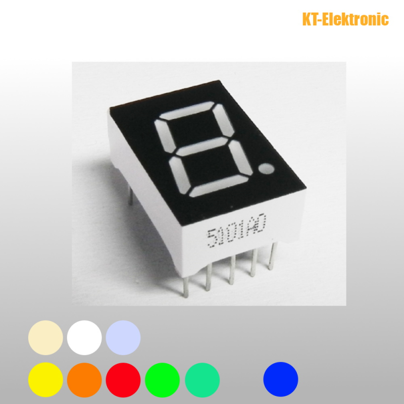 LED 7-Segment Anzeige, 1-stellig mit Dezimalpunkt, verschiedene Farben