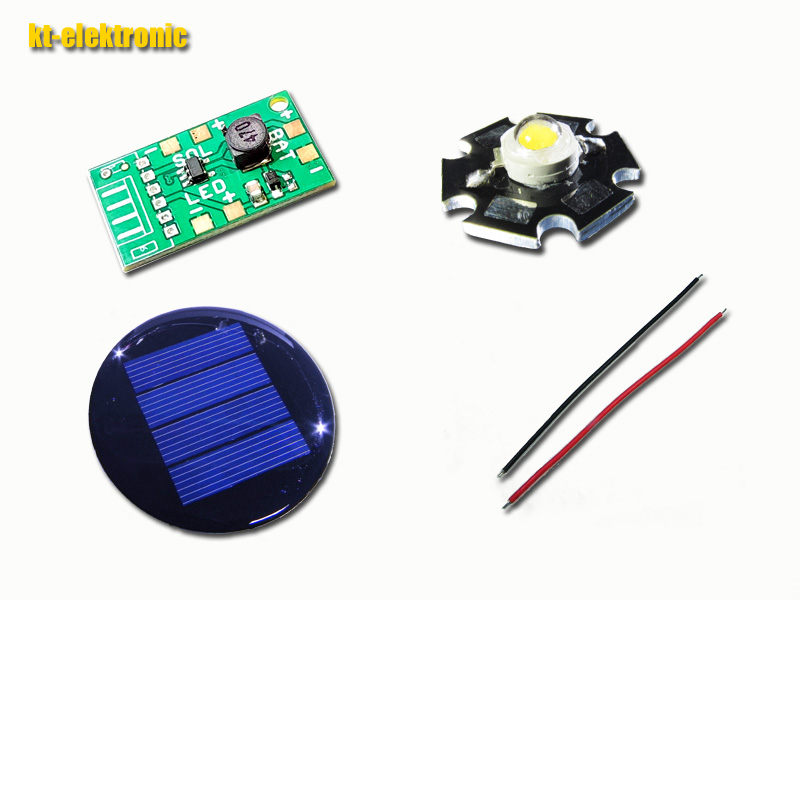 Umrüstsatz für Solarleuchten, Laderegler, Solarzelle rund Ø 67 mm, LED