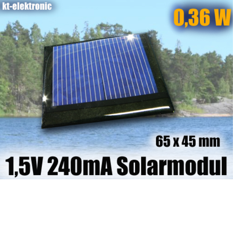 1,5V 240mA 0,36W 65x45mm Solarmodul Solarzelle vergossen