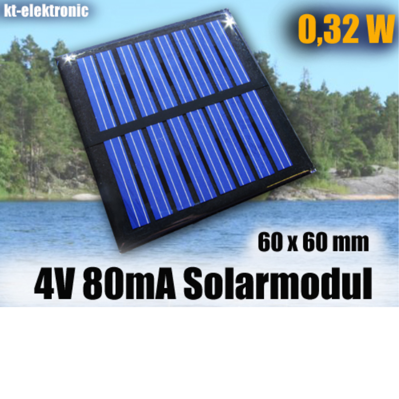 4V 80mA 0,32W 60x60mm Solarmodul Solarzelle Solarpanel vergossen