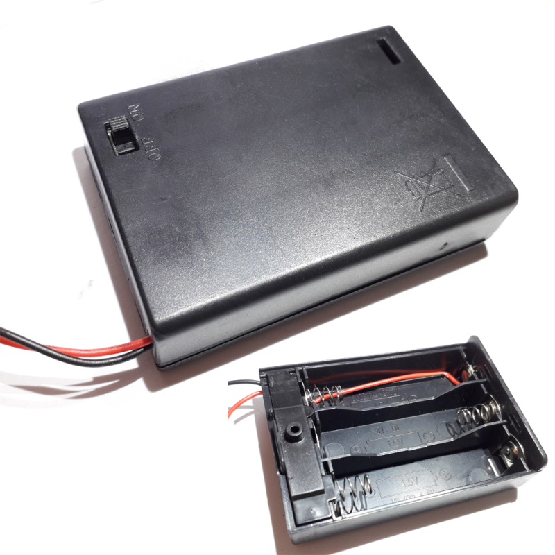 AA Batteriehalter mit Kabel, Gehäuse und Schalter 3 Zellen