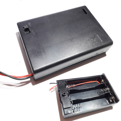 AA Batteriehalter mit Kabel, Gehäuse und Schalter 3 Zellen